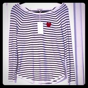 NWT!! Perfect stripped sweater with red heart